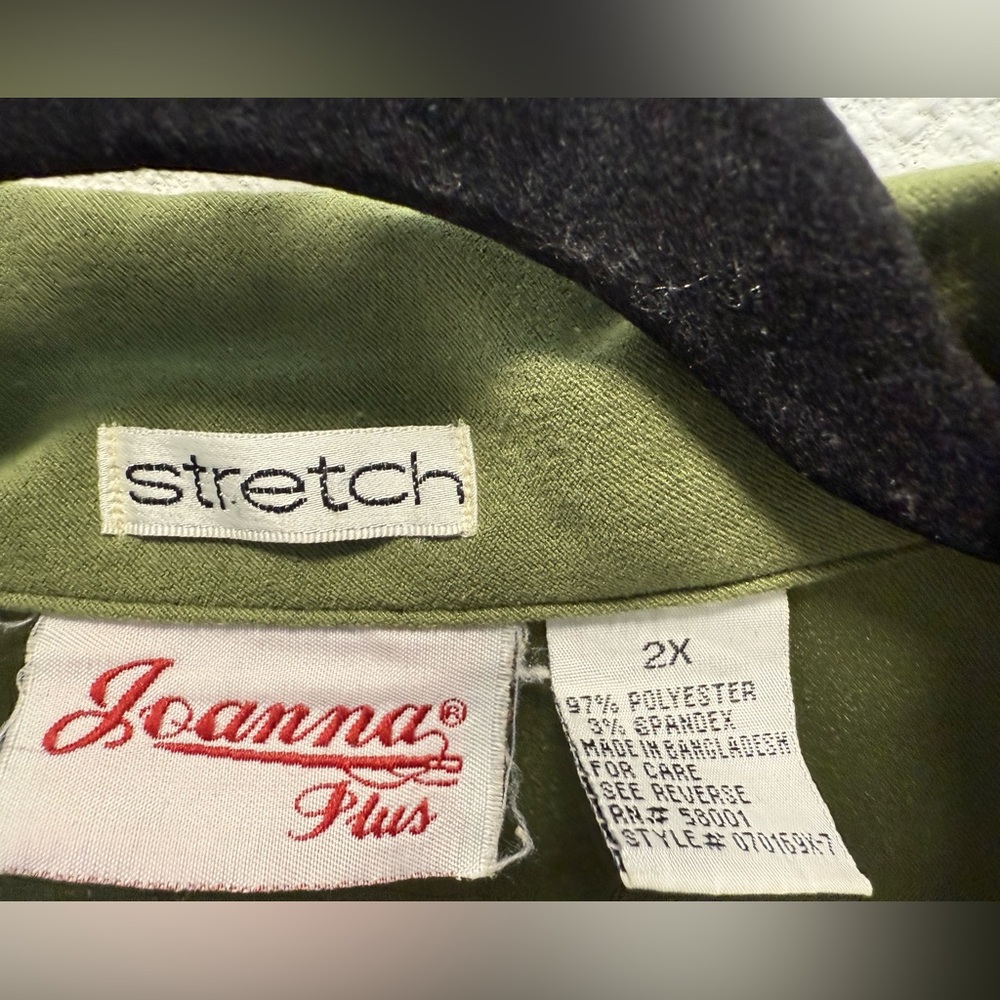 Joanna Plus Olive Green Suede Zip-Front Jacket Sz(2X) - Picture 4 of 4